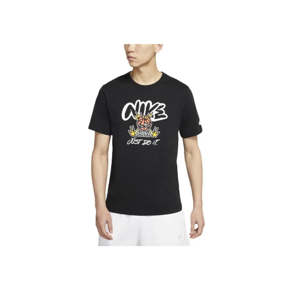 Nike Sportswear Cartoon Basketball Print Crew Neck Tee Men Tops Black DJ5362-010
