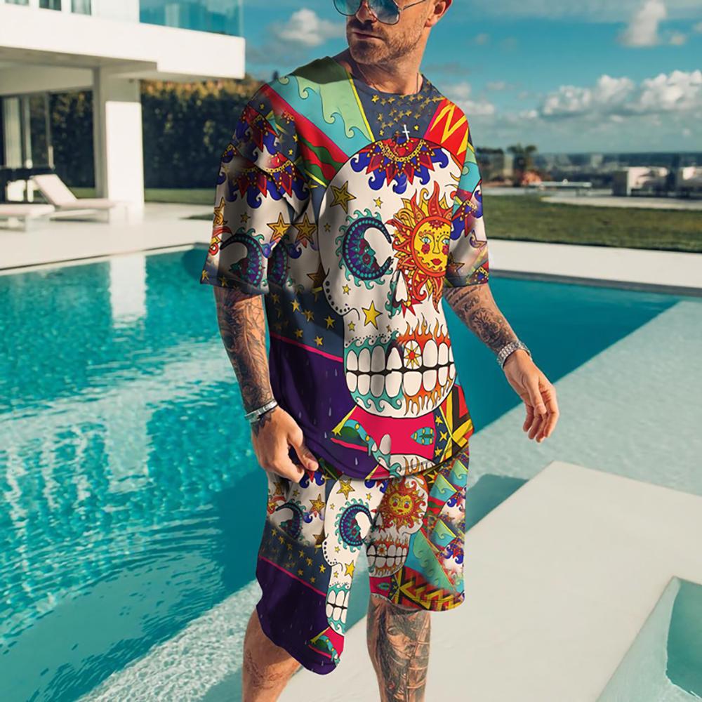 

Модные высококачественные футболки с 3d принтом и короткими рукавами, шорты, мужские спортивные костюмы больших размеров, пуловеры, мужские комплекты уличной одежды из 2 предметов 5XL