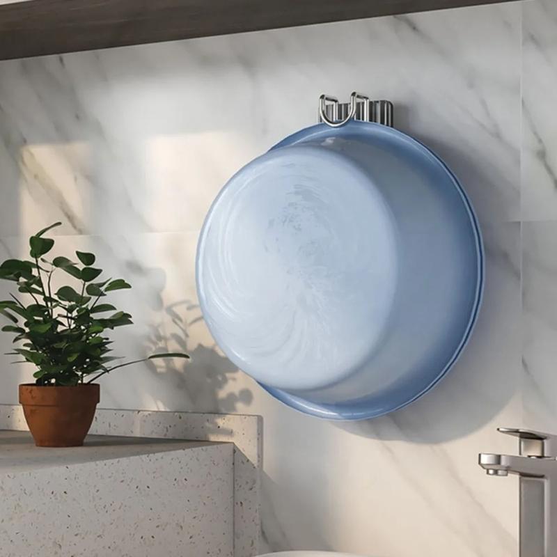 Auto Adhesive Shower Hook Space Saving Bathroom Accessories Strong Hold Plastic Mounts No Tools Required