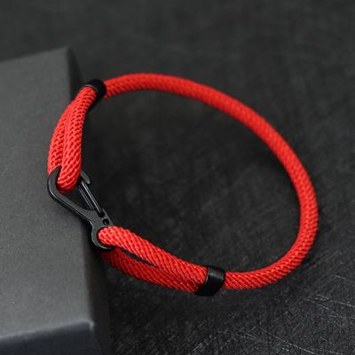 Unique Adjustable Rope Bracelet Unisex Black Outdoor Adventure Buckle Lucky Red Braclet Couple Brazalete Friendship Jewelry Gift