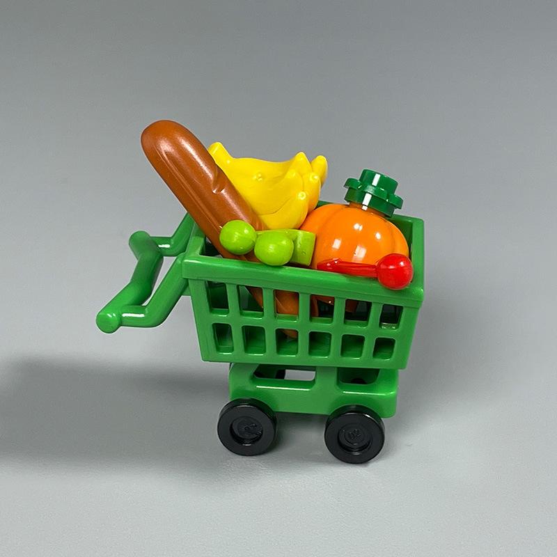 MOC City Food Building Blocks Vegetable Fruit Banana Pizza Chicken Dessert Wine Glass Printed Accessories Bricks Kids Toys N11