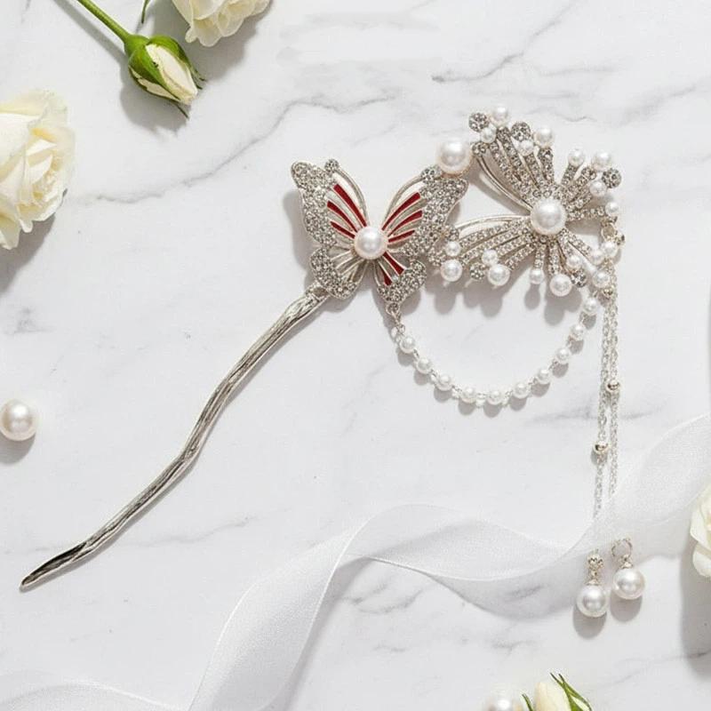 Butterfly Hairpin For Women Alloy Tassel Hairpins Vintage Floral Hair Accessories For Wedding Festivals Hairpins