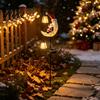 Festive Holiday Pathway Decorations Solar Christmas Santa Claus Moon Garden Stake Light Waterproof Crescent Outdoor Ground Inserted Night Lights LED
