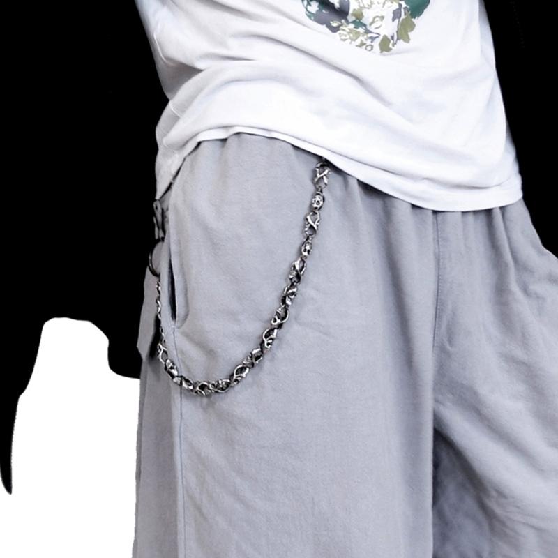 Biker-Decor Skull Wallet Chain with Hook Snap Closure Punk Skull Trouser Chain Hip-hop Cool Style Pant Chain Ornament