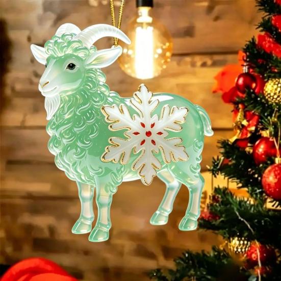 Christmas Ornament Gift Ideas Sheep Hanging with Snowflake Decor, 2D Flat Acrylic Pendant Festive for Family Rope Holiday Tree Party Supplies Home And