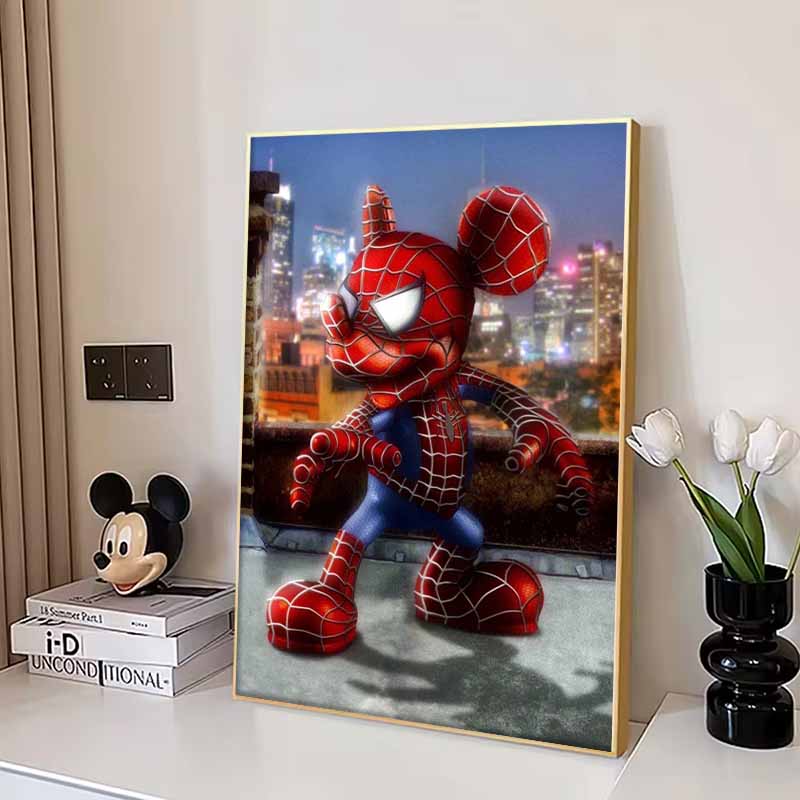 Disney Diamond Painting Mickey and Spider-Man Cross Stitch Hanging Print Puzzle Mosaic Embroidery Home Decor 5D DIY Art Brand New