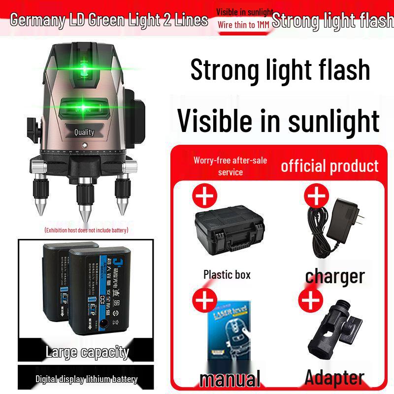 High-Precision Automatic Laser Level Tool with Green & Blue Light, 5-Line Infrared, Outdoor Use