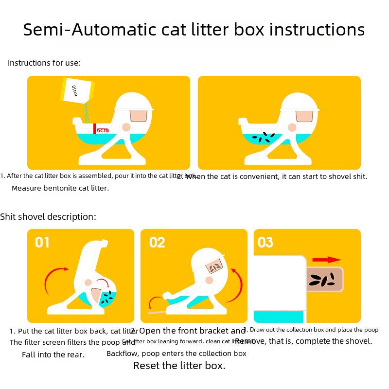 Leyoupai Semi-Automatic Oversized Cat Litter Box, Semi-Enclosed Design
