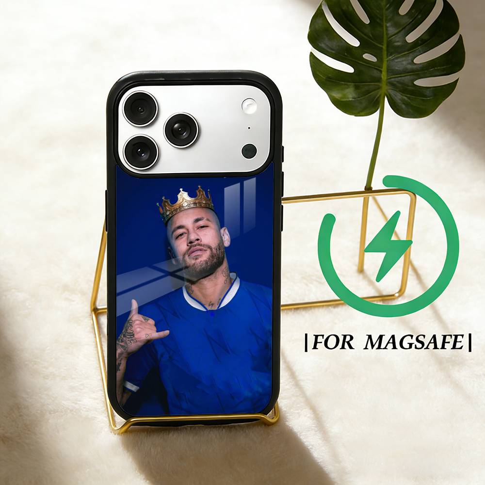 Custodia per Telefono Calcio N-NeymarS Jr 10 per iPhone 17,16,15,14,13,12,Plus,Pro,Max per Ricarica Wireless Magnetica Magsafe