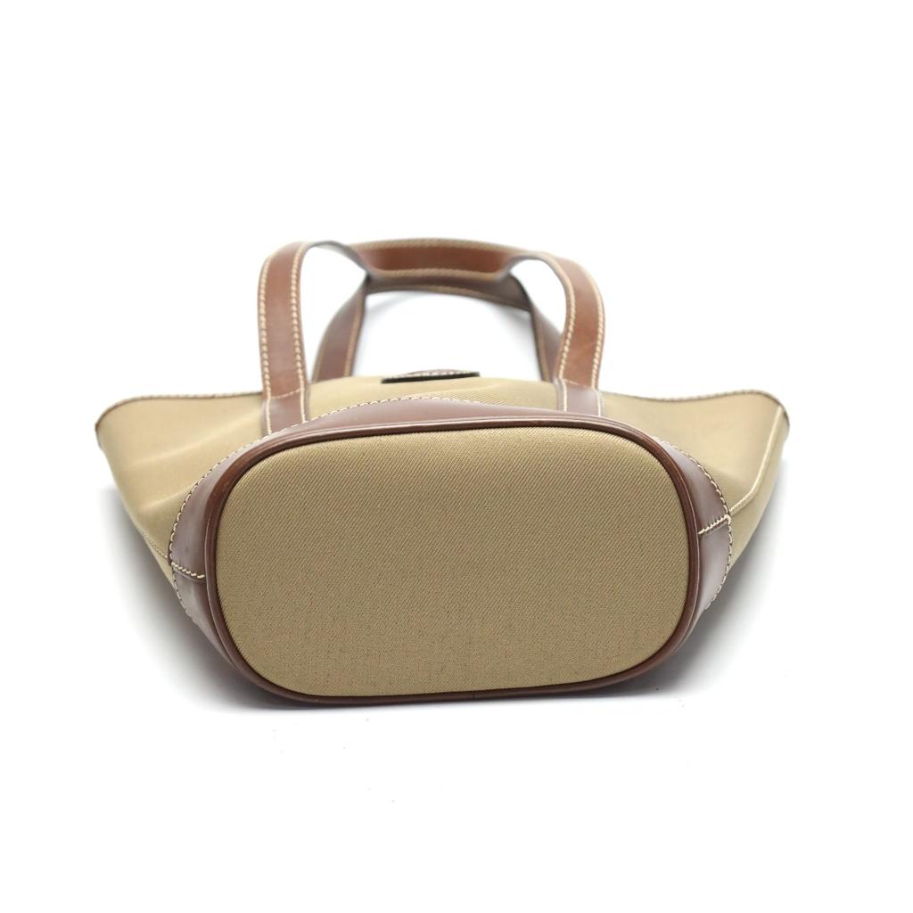 HUNTING WORLD Mini Tote Handbag Canvas Khaki X Brown Unisex 4620969 Used