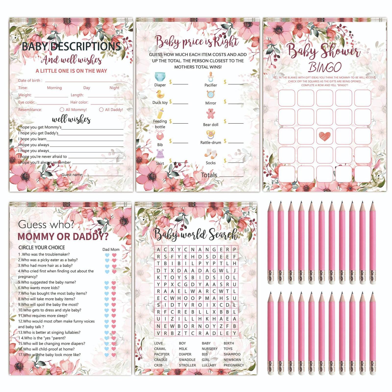 

Игровой набор «Сделай сам» для детского душа, 145 предметов, цветочные карточки с пожеланиями и забавными заданиями One Size