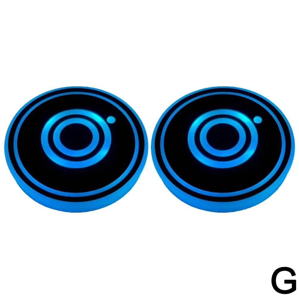 2PCS 7 Color Car LED Luminous Water Coaster Car Cup Holder Interior Decoration Atmosphere Non-slip Coaster Light Mat Bottle I6O4