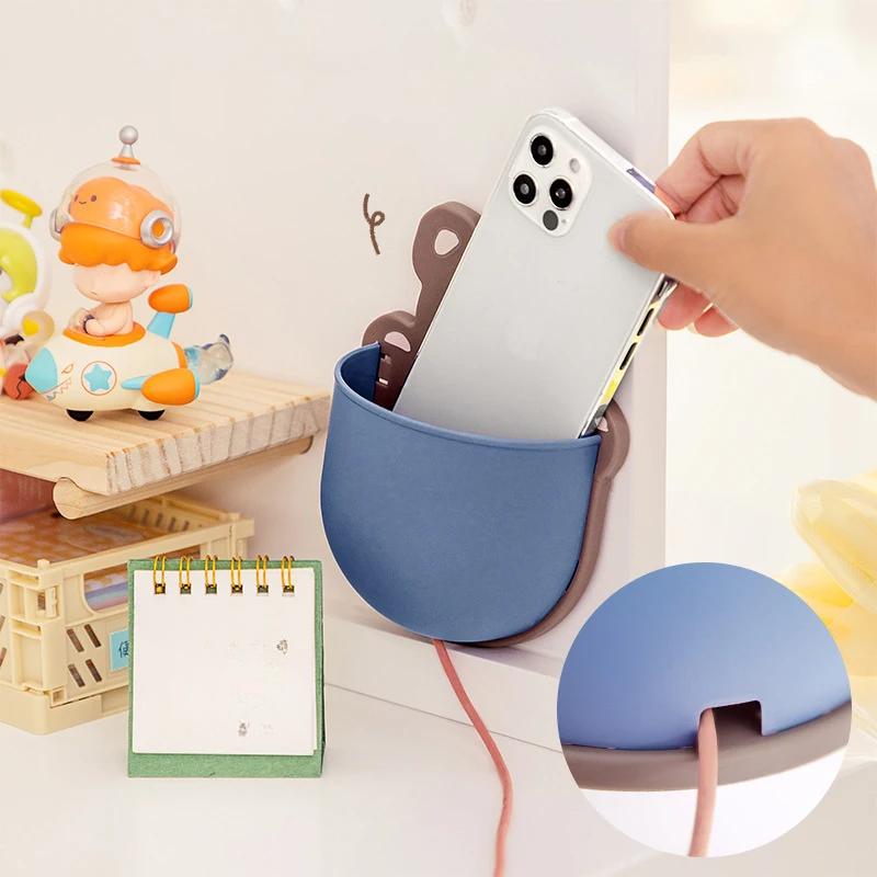 Bonito desenho animado caneta titular autoadesivo armazenamento rack organizador de mesa kawaii papelaria telefone móvel cosméticos pincéis titular escritório