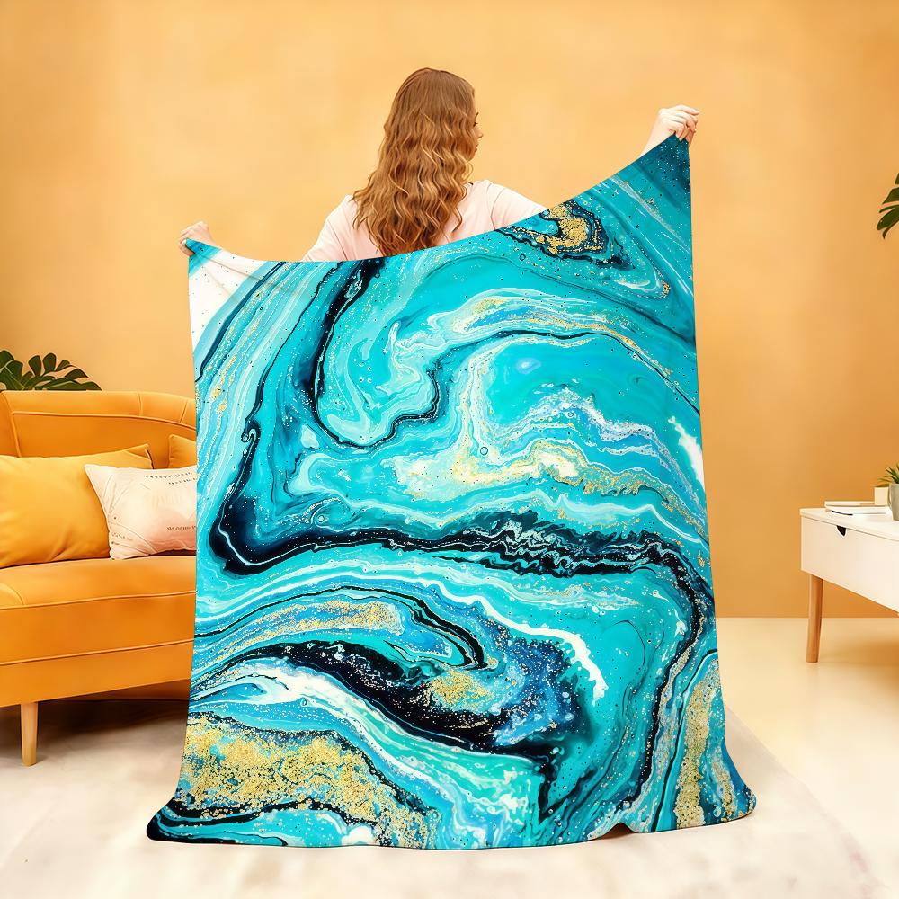 Dark Blue Marble Blanket Soft Throw Blanket for Home Bedroom Bed Sofa Picnic Travel Office Rest Cover Blanket Gift