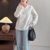Women's V-Neck Lace Embroidered Shirt - Stylish & Loose Fit for Spring 2025