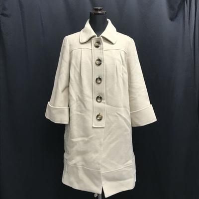 Adam Et Rop Angora A-Line Coat Women's M Beige Lined 3/4 Sleeve(USED)