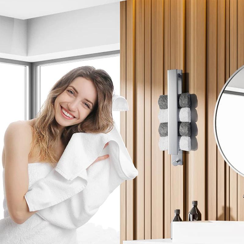 Self-Adhesive Towel Holder No Drilling Stainless Steel Guest Towel Holder Easy To Install for Hanging Bathroom Wall Guest Toilet