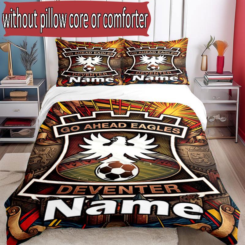 3pcs Duvet Cover Set (1*Duvet Cover + 2*Pillowcase, Without Core), Custom Name Go Ahead Eagles Pattern Bedding Set, Home Bedroom Decor Gift