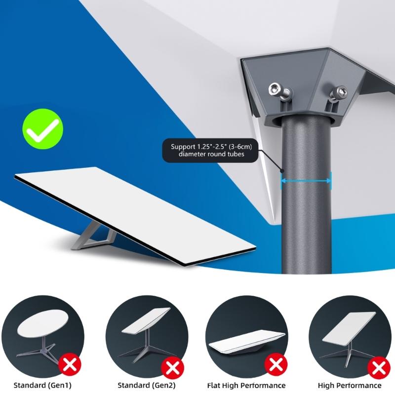Universal GEN3 Satellite Terminals Mounting Base Alloy Bracket Integrated Ethernet Port Pipe Adapter