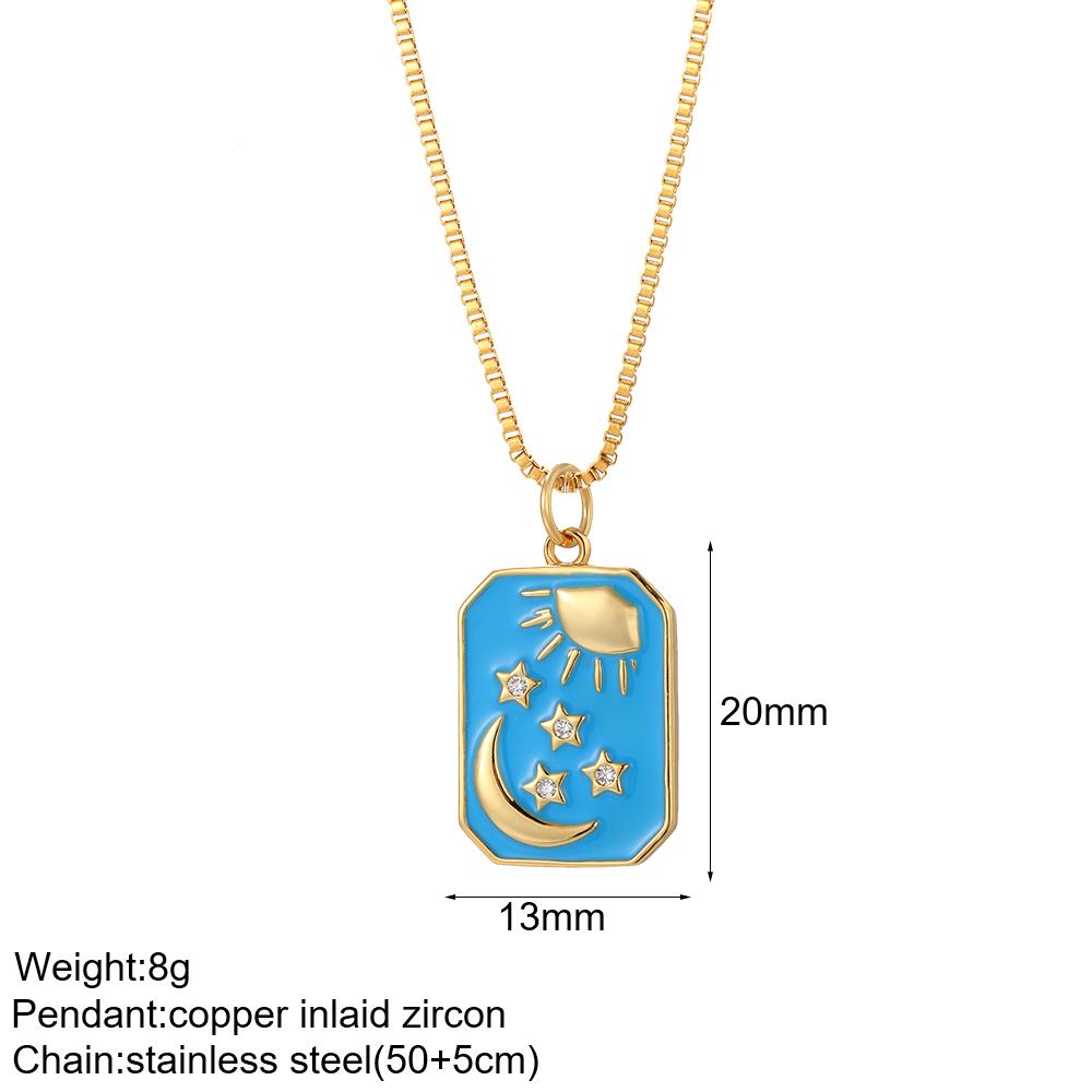 Evil Blue Eye Necklace for Women Cute Heart Boho Moon Star Pendant Gold Color Long Stainless Steel Chain Collars Fashion Choker