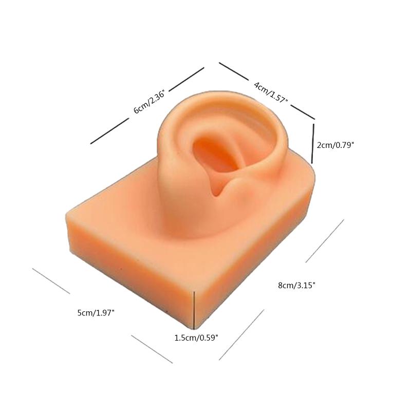 Ear Silicone Model Practice Body Piercing Teaching Tool Earring for Jewelry Display Can Be Reused 1:1 Simulation Human