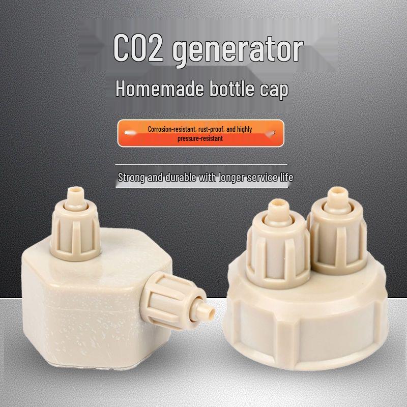 DIY CO2 Reactor Bottle Cap with Sealing Ring, Double-Head, Thickened for Experiments