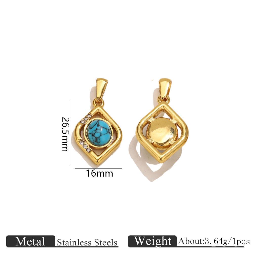 2Pcs DIY Stainless Steel Natural Stone Pendant for Necklace Earrings Pendant DIY Jewelry Making Accessories