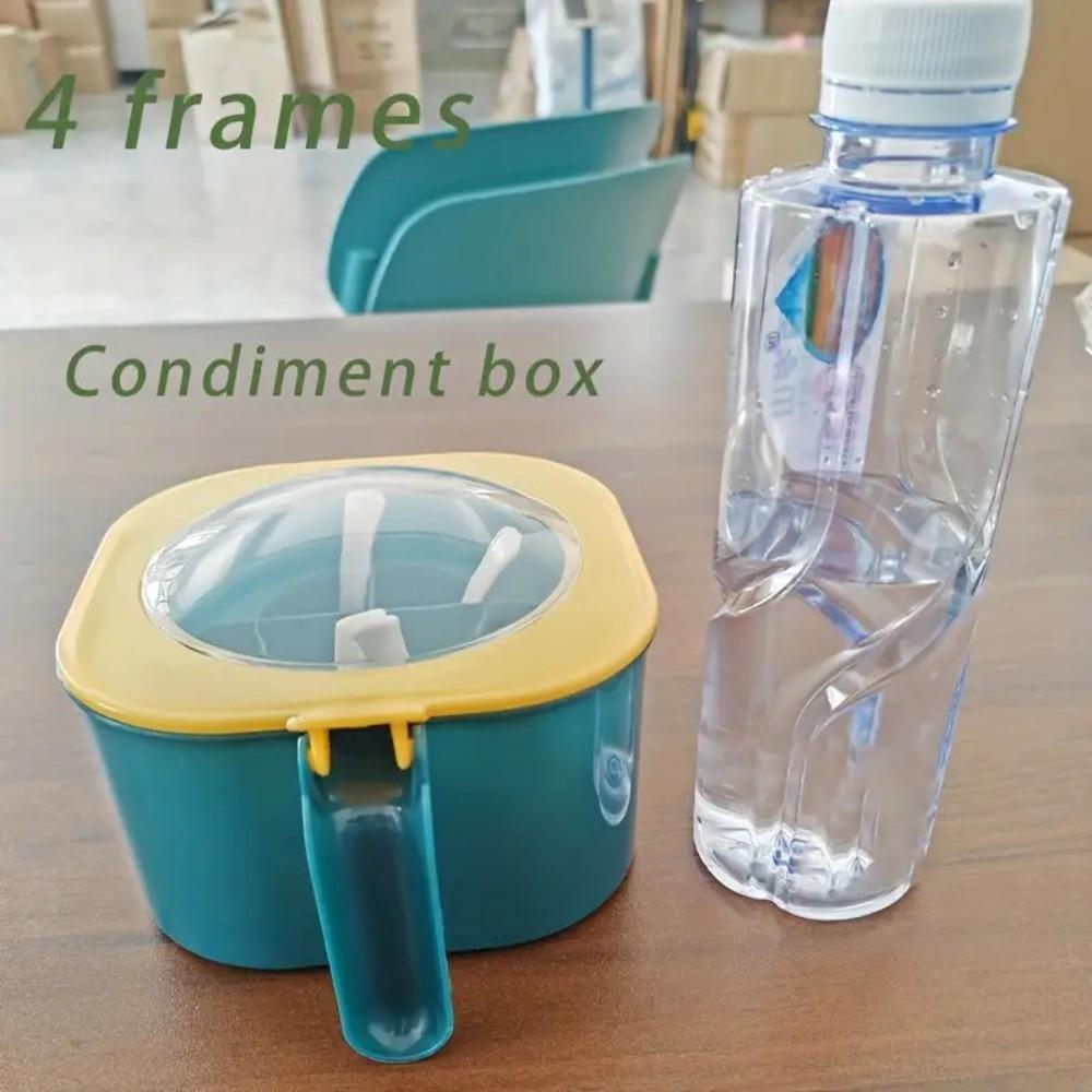 1 Stück Großraum 4-in-1 Gewürz-/Würzlagerbox mit Löffel & Deckel - Robuster ABS 4-Fach-Organizer für Salz