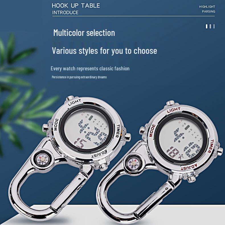 Multi-Function Outdoor Mountaineering Buckle Watch with Luminous Display and Alarm Clock