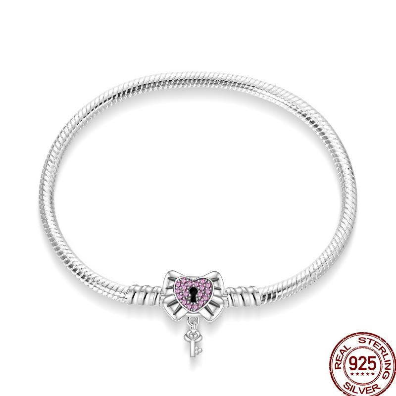 100% Silver Bracelet Fit Original Design Beads Charms DIY Jewelry Making Dazzling CZ Chain Bracelet For Women