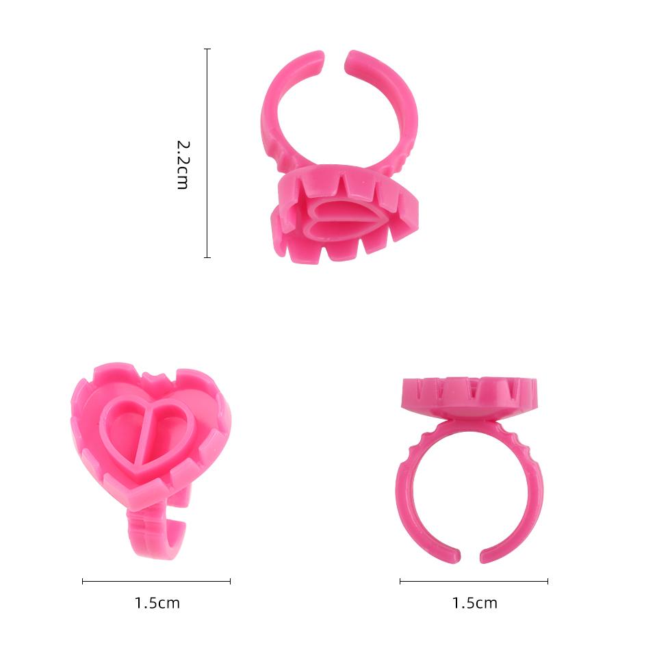 100Pcs Heart Eyelash Extension Glue Ring Holder Grafting Eye Lash Fans Flowering Cup Pigment Container Makeup Beauty Tools