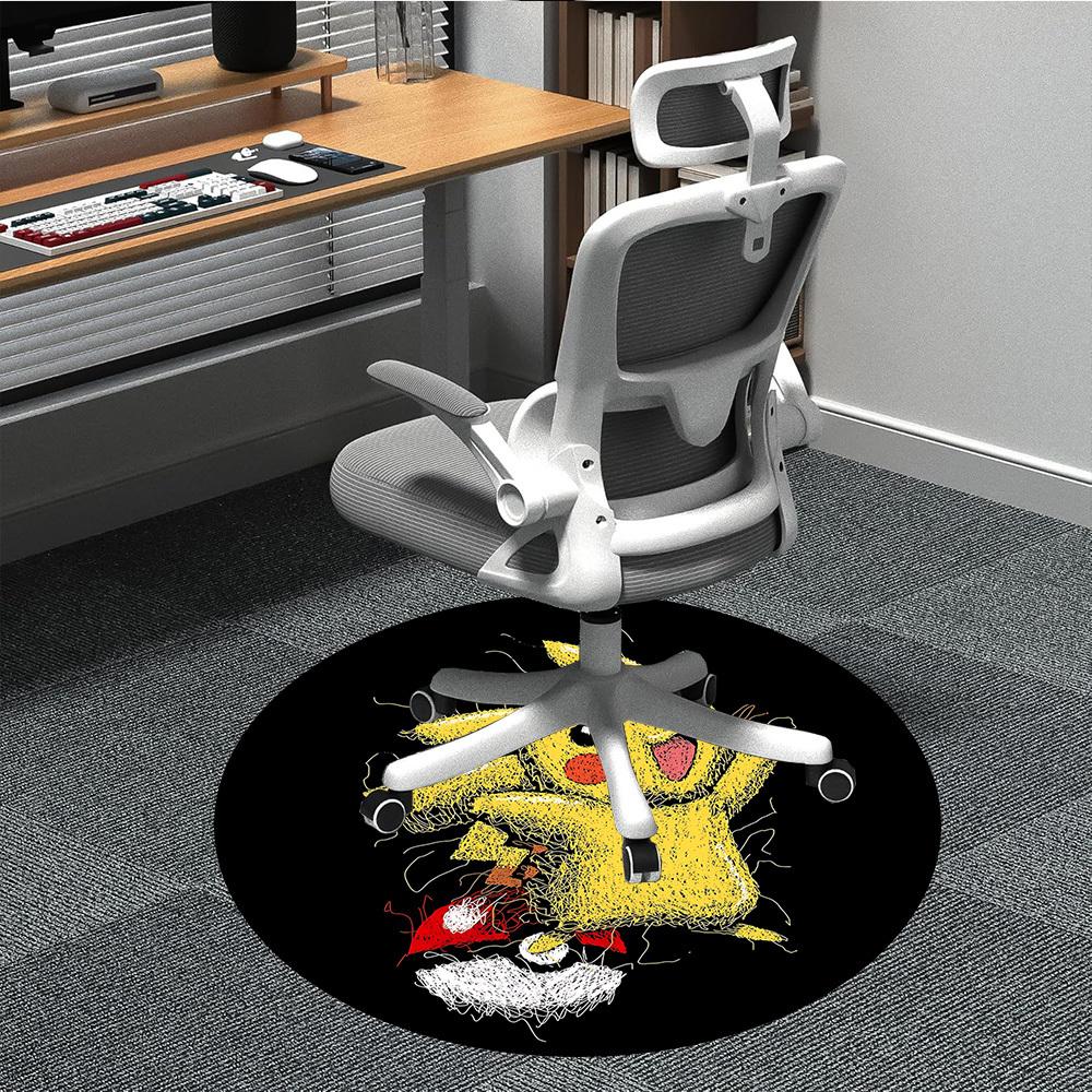 

1pc Pikachu Electric Office Round Area Rug, Indoor Mat Suitable For Office,Bedroom Living Room Home Decor, Room Deco a0926095 80cm by 80cm