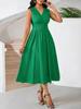 2025 Elegant V-neck Summer Dress: Pure Color & Temperament