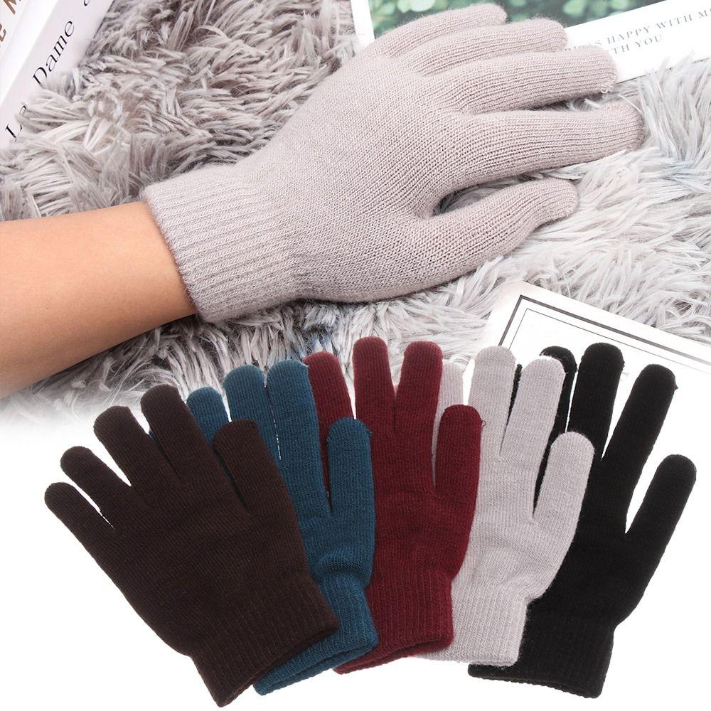 Plush Lining Full Fingered Gloves Winter Warm Women Men Mittens Outdoor Activities