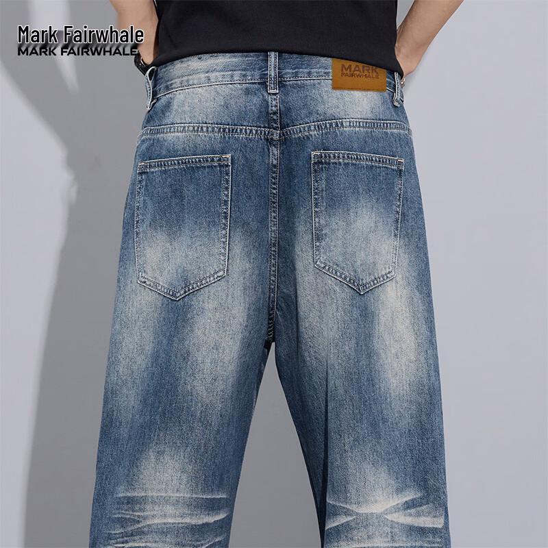 MARK FAIRWHALE Men's Loose Fit Retro Blue Jeans