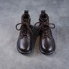 Genuine Leather Ankle Boots Women's Autumn and Winter New Vintage Short Boots Woman Soft Leather Boots Flat Leather Shoes Women