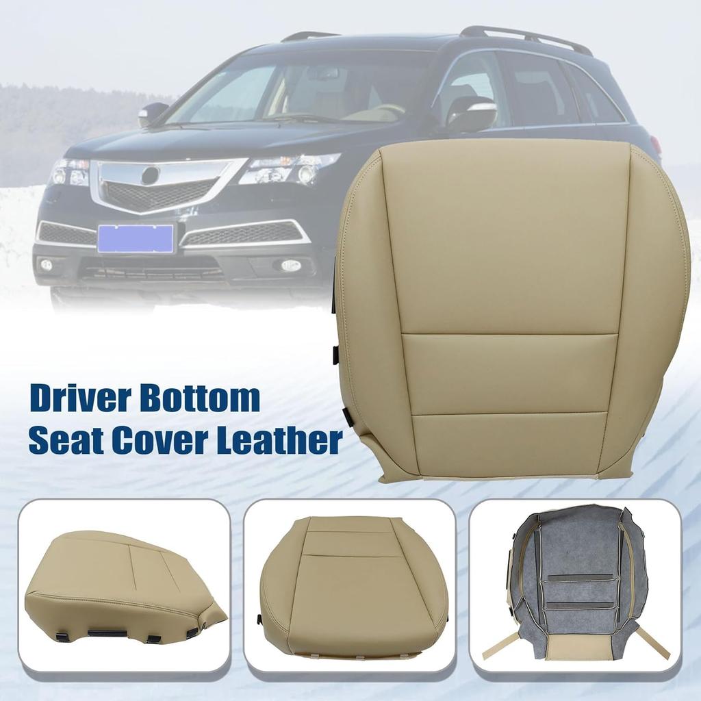 Driver Side Bottom Microfiber Leather Seat Covers Beige Tan Left Compatible with Acura MDX 2007 2008 2009 2010 2011 2012