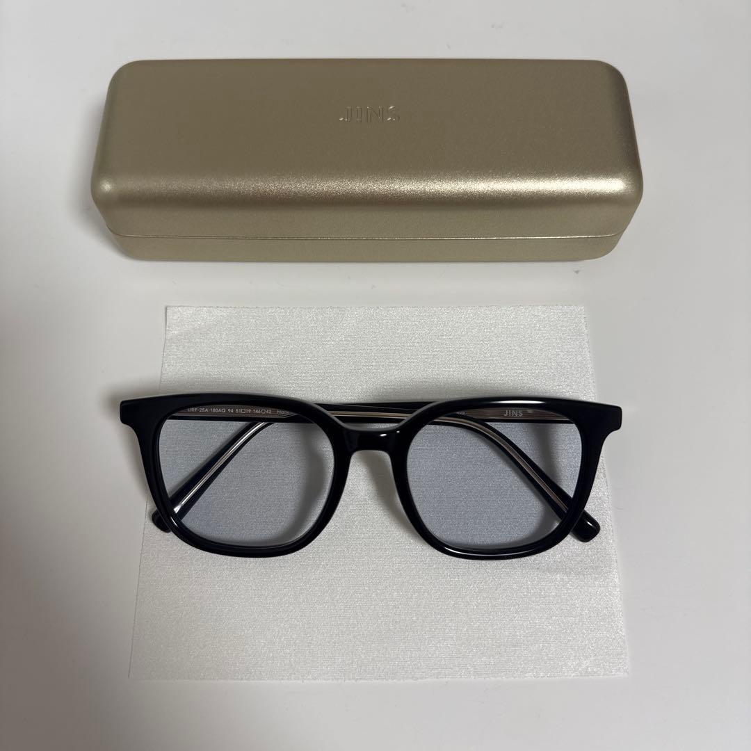 Used [JINS] URF-25A-180 Unisex Prescription Black Lens Ash