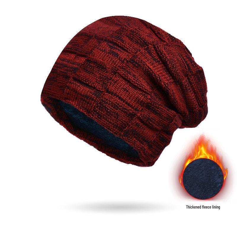 Herren Europäisches und Amerikanisches Winter Mütze & Schal Set: Dick gestrickt mit Samtfutter