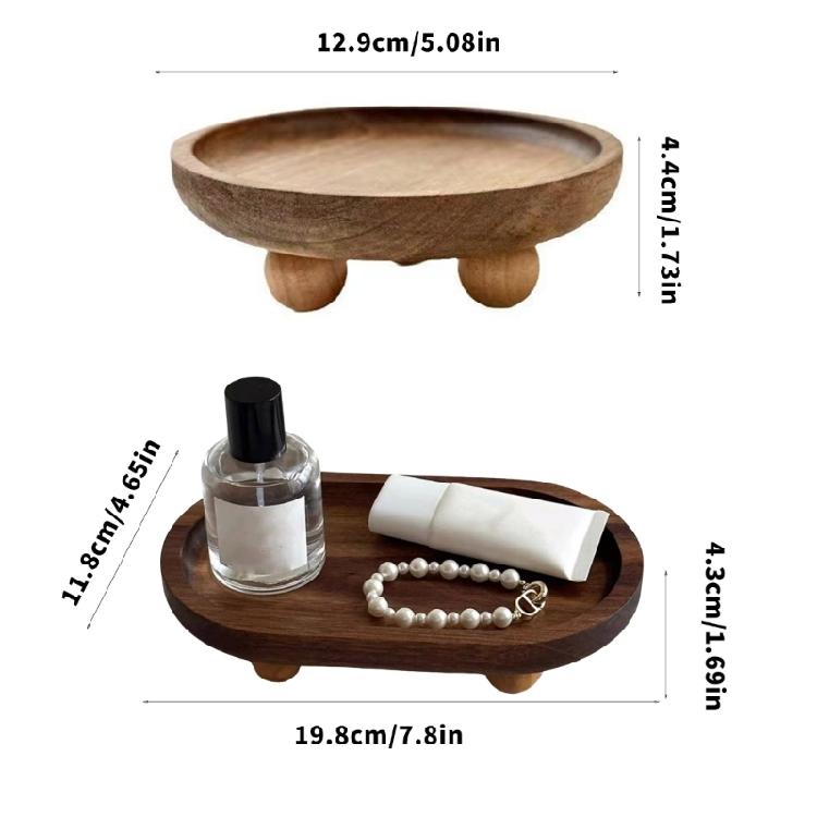 Holz-Schminkschale mit texturierten Schmuckorganisatoren Schale Eleganter Holzsockel für Kommode und Nachttisch Display