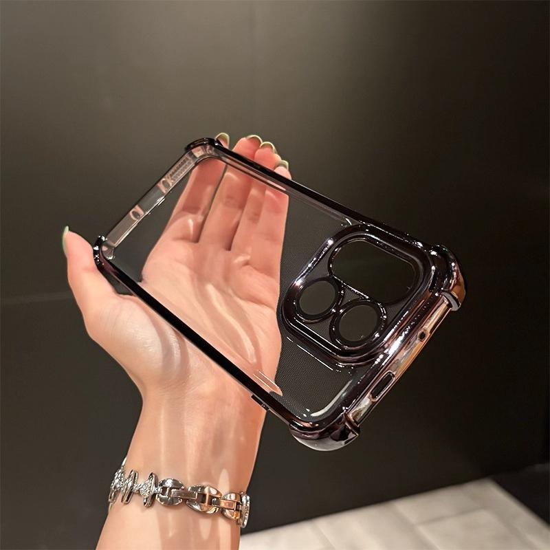 Case For OnePlus 15 Electroplated Transparent Four-Corner Anti-fall Phone Back Cover For OnePlus 15 Shell Shockproof Bumper