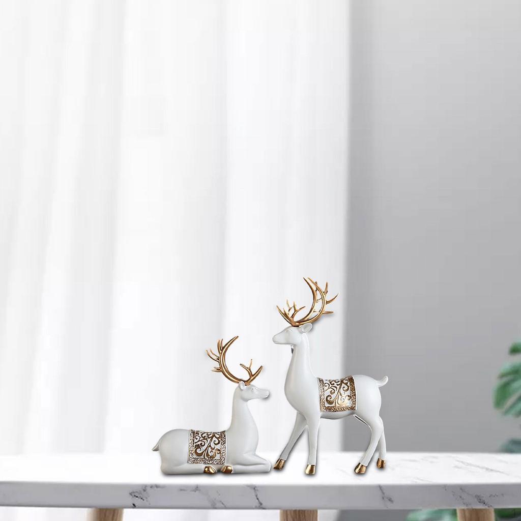 2 Hirschstatuen, Skulpturen, Kunstharzfiguren, Dekor, Liebesfiguren, Ornamente für Büro und Zuhause