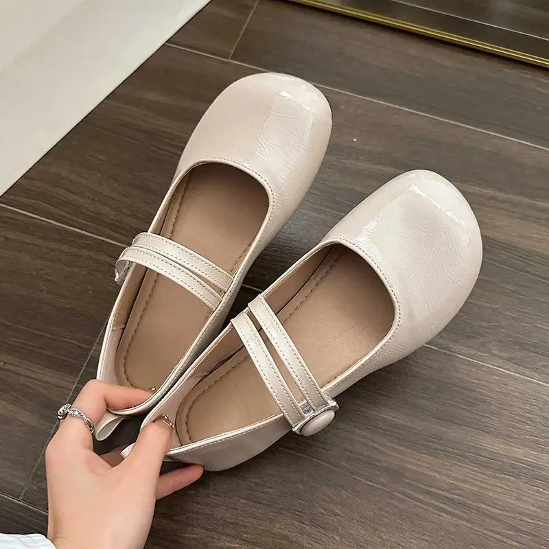 Fashion Ladies Footwear Black Silver Women's Flat Shoes with Straps Gothic Japanese Style Lolita Mary Jane Square Toe Korean Stylish Y2k