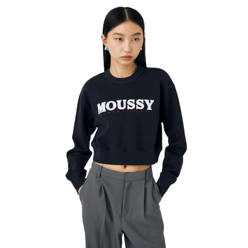 

[Mousey] TWILL APPLIQUE pullover 010ISQ90-6461 ladies FREE black