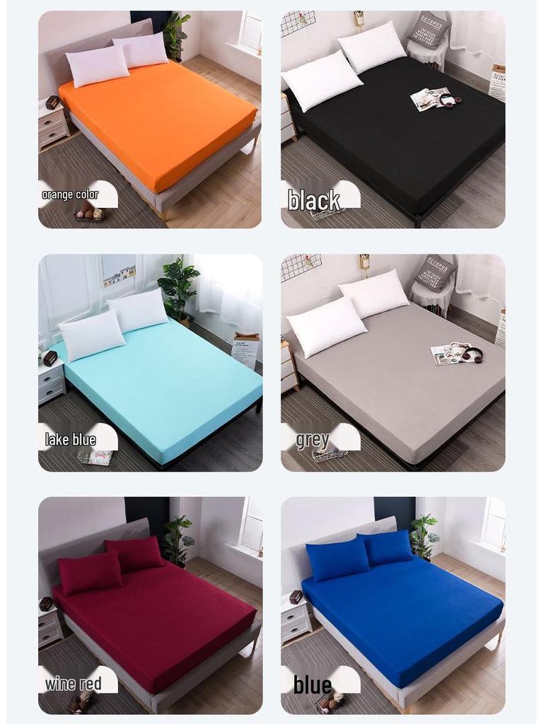 Solid Color Dustproof Fitted Bed Sheet & Pillowcase Set - Machine Washable, Protective Mattress Cover (3-Piece Set)