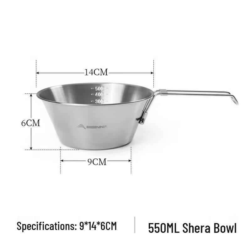 Beishanlang Outdoor Foldable Stainless Steel Sierra Bowl Set 550ML
