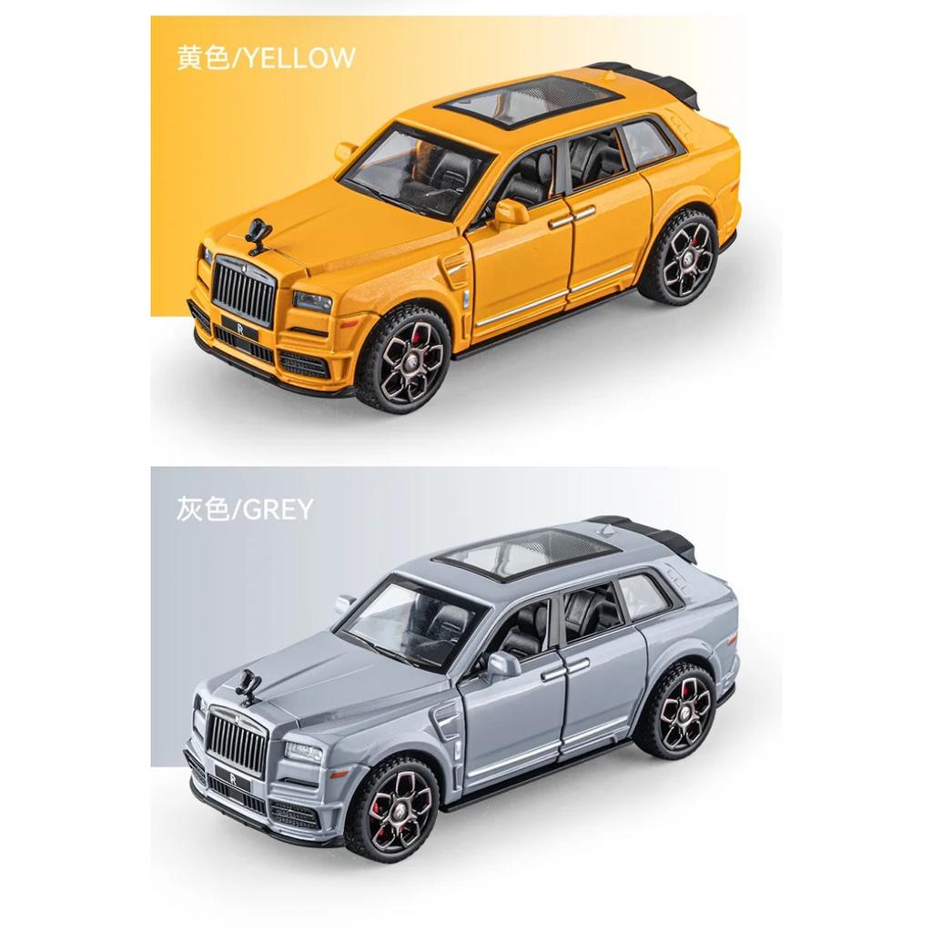 1/36 Rolls Royce Cullinan Alloy Car Model Simulation Diecast Metal Toy Vehicles Model Sound and Light Collection Children Gift