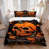 3pcs Halloween Pumpkin Skull Duvet Cover Set, Cover For Bedroom Guest Room (1 Duvet Cover + 2 Pillowcase, Without Quilt),  Yy250922236