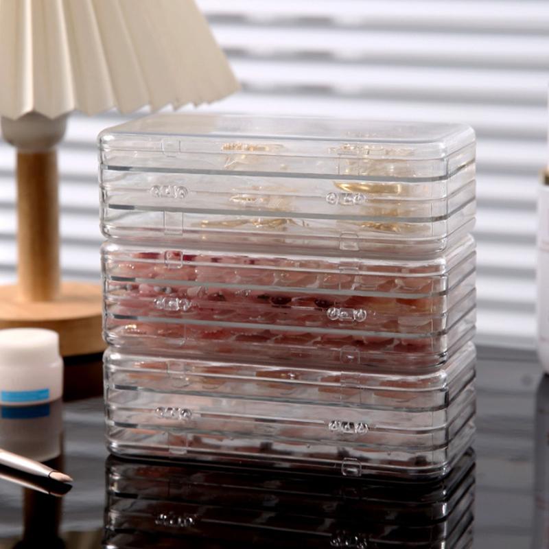Three-Fold Press-On Nail Storage Boxes Transparent Plastic Nail Storage Box Press-On Nail Organizer For False Nails Display