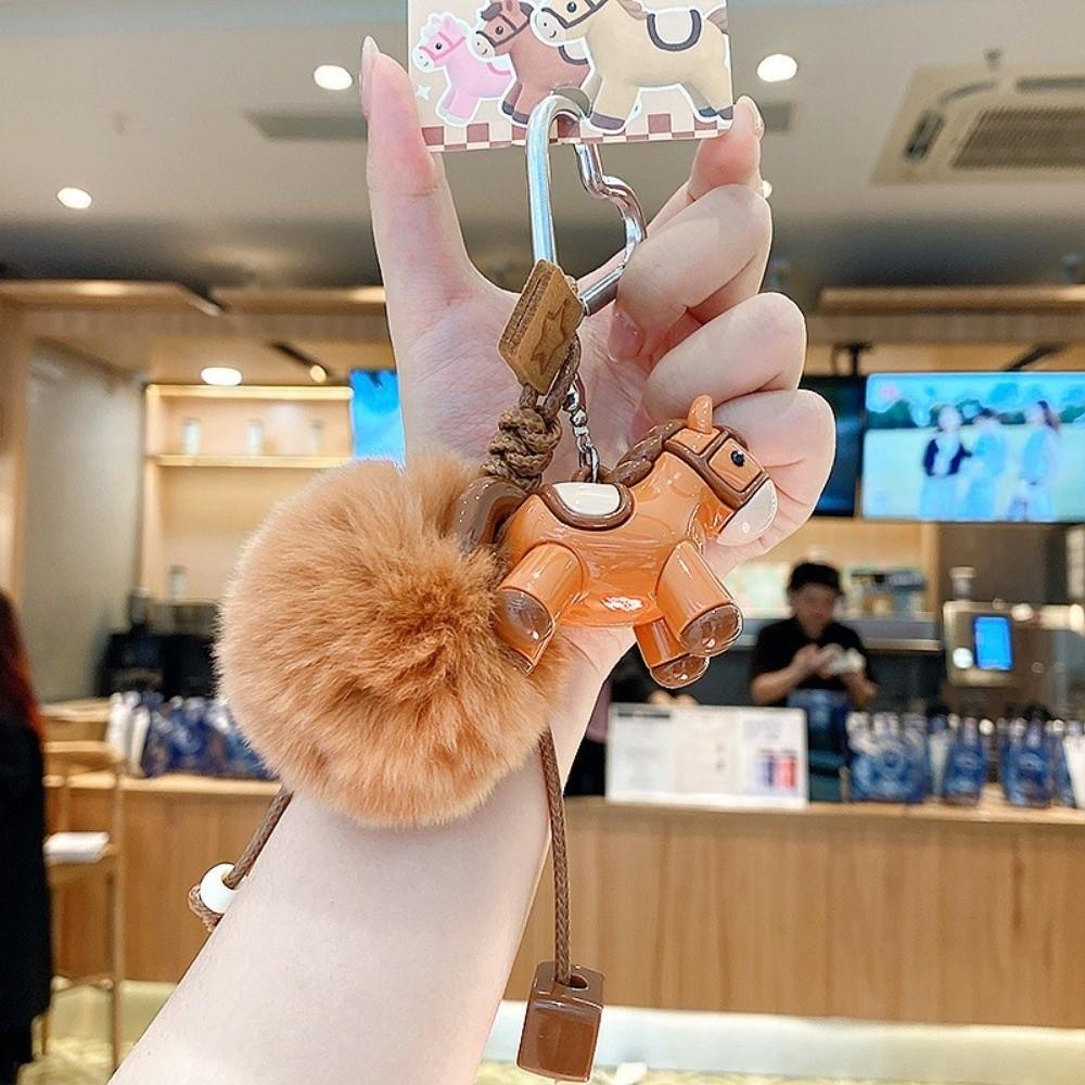 Chinese Style Horse Keychain Zodiac Mascot New Year Keyring Plush Pony Keychain  Bag Decoration